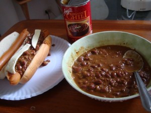 Chili and hot dogs